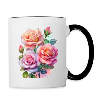 Delicate roses in soft colours - Contrasting Mug - white/black - Right