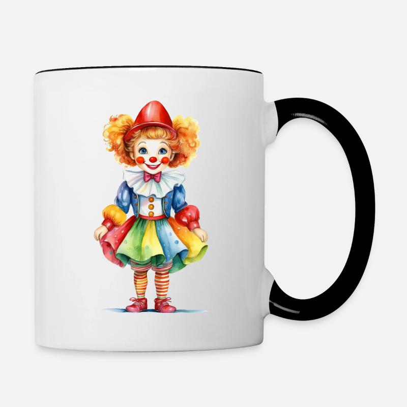 Karneval oder Fasching – Clown Kostüm - Tasse zweifarbig - Weiß/Schwarz
