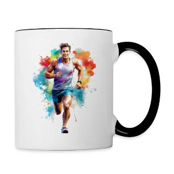 Coureur ou joggeur - Mug contrasté - blanc/noir - Droite