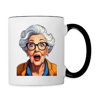 Grand-mère étonnée - Mug contrasté - blanc/noir - Droite