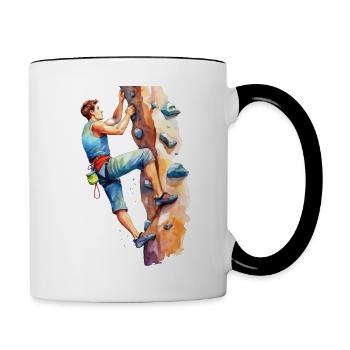 Homme grimpant dans la salle d’escalade - Mug contrasté - blanc/noir - Droite