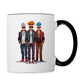 Drei Punks - Tasse zweifarbig - Weiß/Schwarz - Rechts