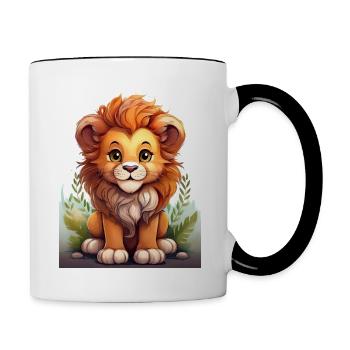 A cute playful lion - Contrasting Mug - white/black - Right
