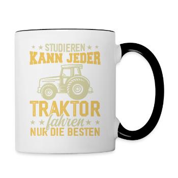 Tout le monde peut étudier la conduite d’un tracteur uniquement le meilleur - Mug contrasté - blanc/noir - Droite