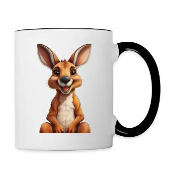 A cute happy kangaroo - Contrasting Mug - white/black - Right