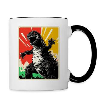 Japan Monster Kaiju Dino Dinosaur Saga Movie - Contrasting Mug - white/black - Right