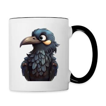Rabe Illustration - Tasse zweifarbig - Weiß/Schwarz - Rechts