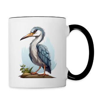 Illustration de héron cendré - Mug contrasté - blanc/noir - Droite