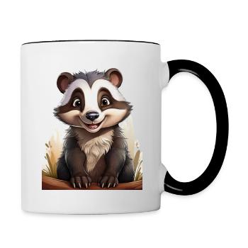 Niedlicher Dachs - Tasse zweifarbig - Weiß/Schwarz - Rechts