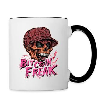 Bitcoin Freak ComicCoin Bullrun - Tasse zweifarbig - Weiß/Schwarz - Rechts