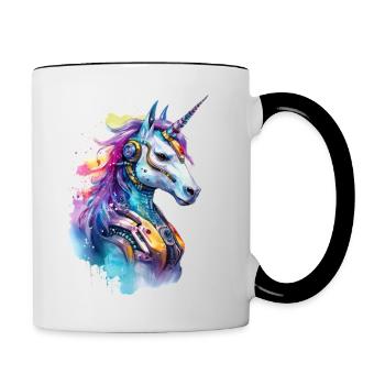 Licorne futuriste - Mug contrasté - blanc/noir - Droite