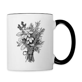 Ein Bund frischer Kräuter - Tasse zweifarbig - Weiß/Schwarz - Rechts