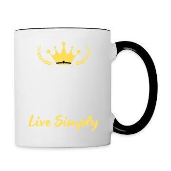 "Keep Calm and Live Simply" T-Shirt - Minimalist - Contrasting Mug - white/black - Right