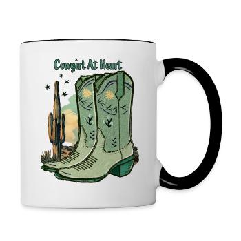 Western Boots - Contrasting Mug - white/black - Right