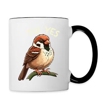 Du ja, Spatz - Tasse zweifarbig - Weiß/Schwarz - Rechts