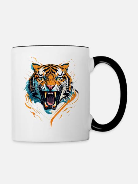 Wilder Tiger - Tasse zweifarbig - Weiß/Schwarz