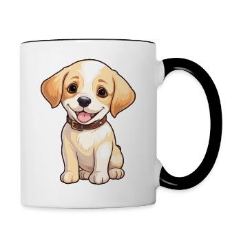 Chiot Chien Golden Retriever - Mug contrasté - blanc/noir - Droite