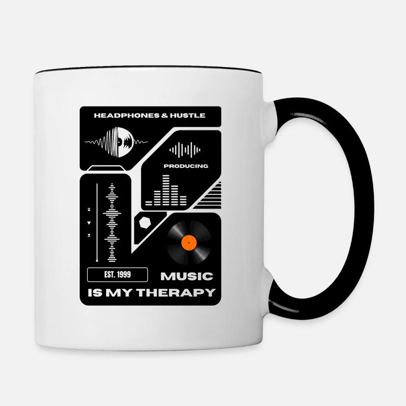 music is my therapy - Contrasting Mug - white/black