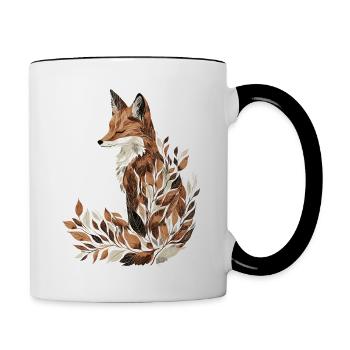 Fox, Autumn, Leaves, Foliage - Contrasting Mug - white/black - Right