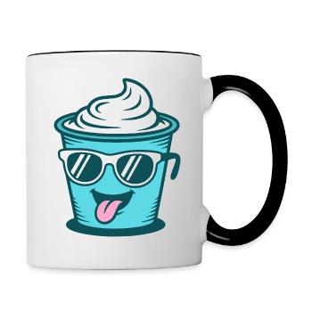 Crème Yoghurt Cream Cream - Mug with Sunglasses - Contrasting Mug - white/black - Right