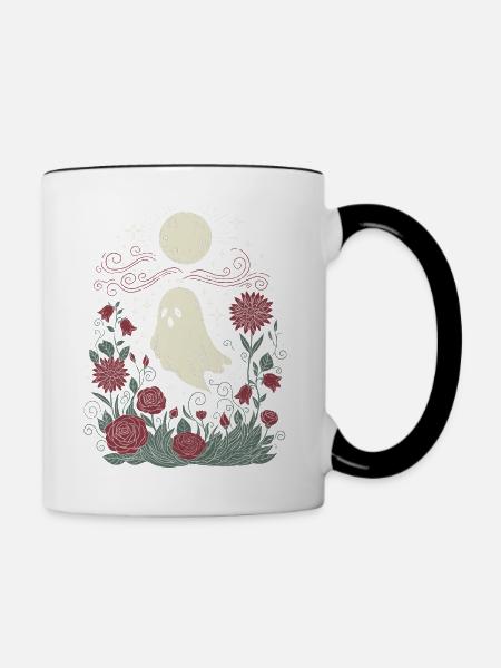 Geist und Rosen - Tasse zweifarbig - Weiß/Schwarz