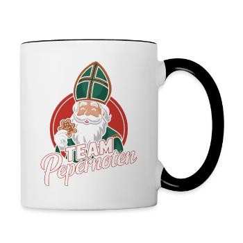 Sinterklaas Team Pepernoten Éventail en pain d’épice - Mug contrasté - blanc/noir - Droite