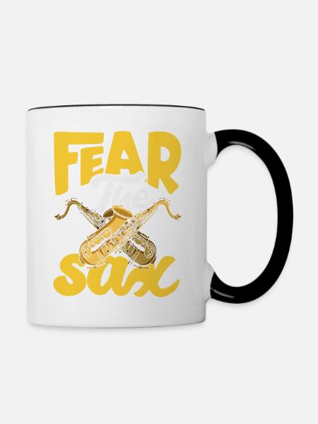Saxofon - Tasse zweifarbig - Weiß/Schwarz