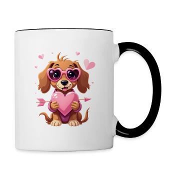 Dackel Dachshund Tekel - Tasse zweifarbig - Weiß/Schwarz - Rechts