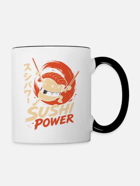 Sushi Power Samurai Roll - Tasse zweifarbig - Weiß/Schwarz
