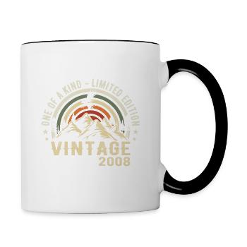 Born in 2008 Vintage 2008 Retro Birthday 2008 - Contrasting Mug - white/black - Right