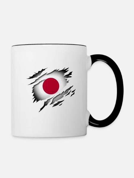 Japan im Herzen - Tasse zweifarbig - Weiß/Schwarz