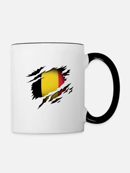 Belgien im Herzen - Tasse zweifarbig - Weiß/Schwarz