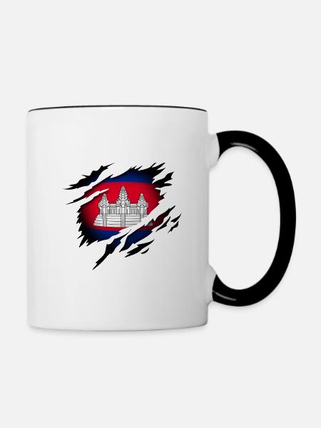 Kambodscha im Herzen - Tasse zweifarbig - Weiß/Schwarz