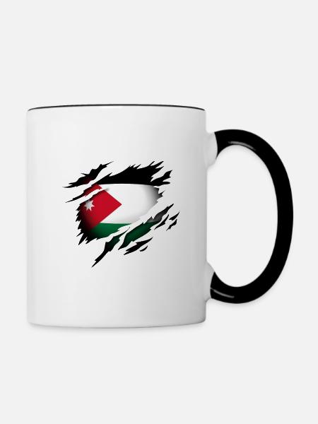 Jordanien im Herzen - Tasse zweifarbig - Weiß/Schwarz