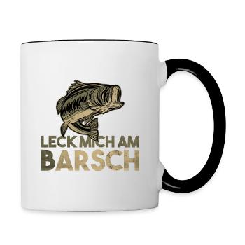 Leck mich am Barsch Angler - Tasse zweifarbig - Weiß/Schwarz - Rechts