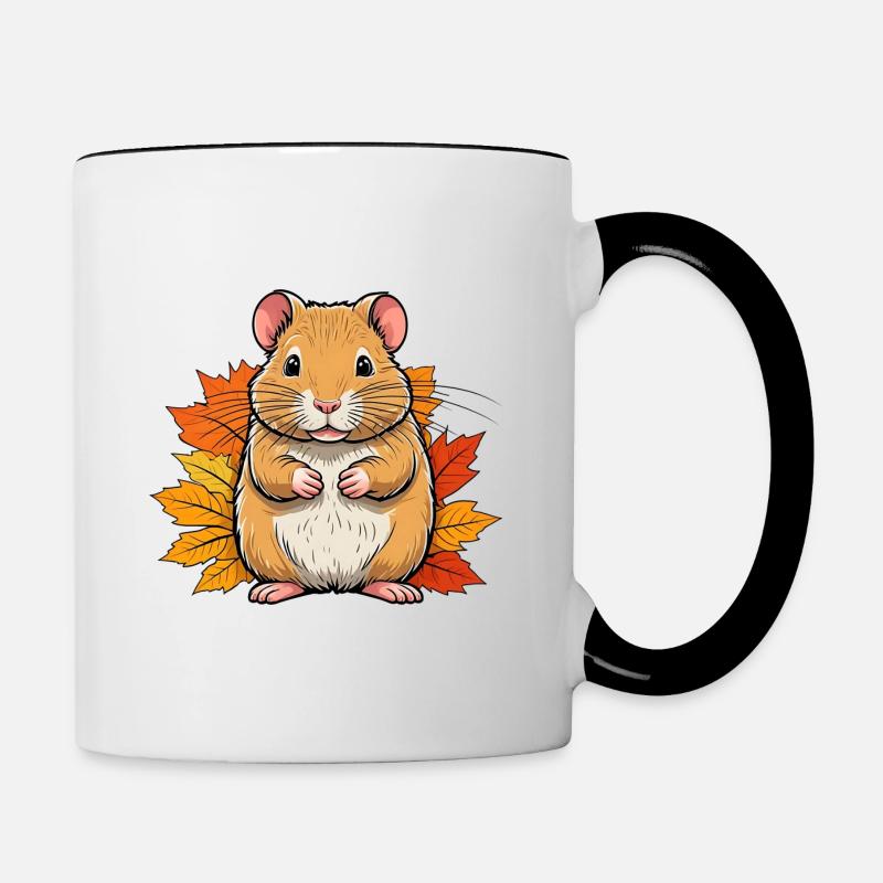 Halloween hamster / Autumn mouse - Contrasting Mug - white/black