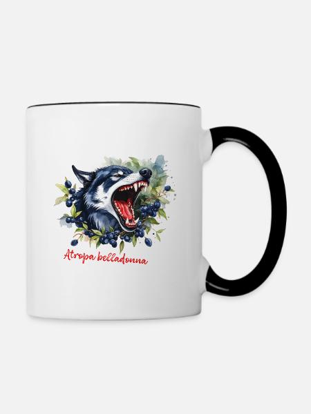 Wolfsbeere – Atropa belladonna - Tasse zweifarbig - Weiß/Schwarz