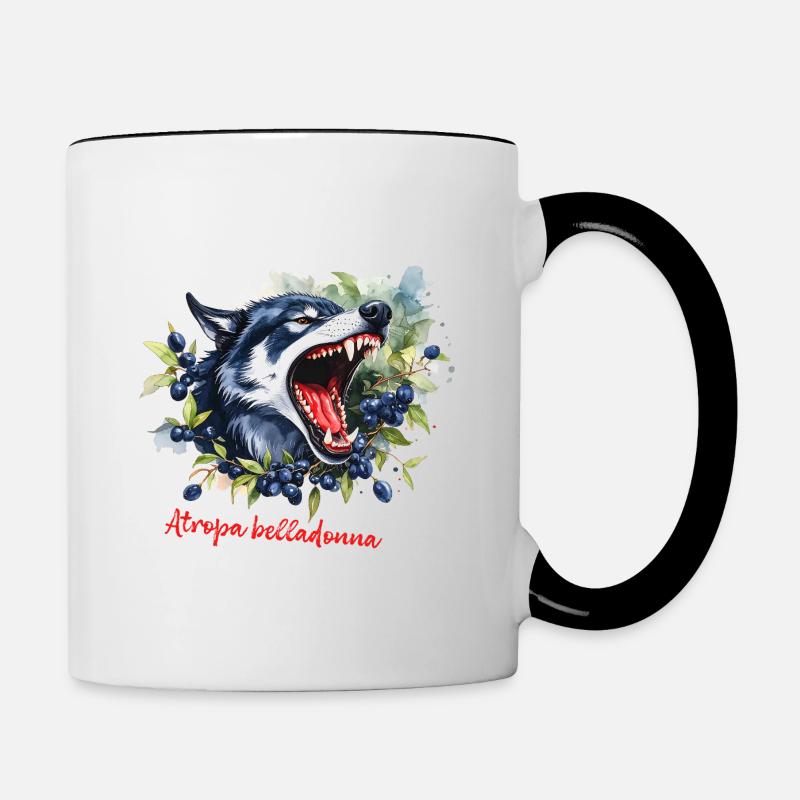 Wolfsbeere – Atropa belladonna - Tasse zweifarbig - Weiß/Schwarz