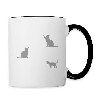 Ich war normal bis zur dritten Katzen | Geschenk - Tasse zweifarbig - Weiß/Schwarz - Rechts