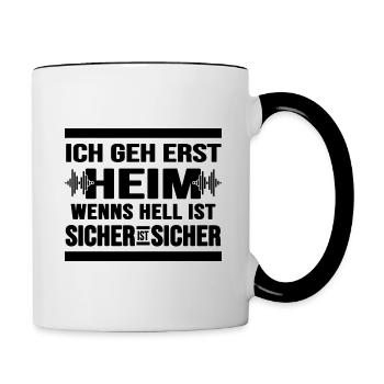 Rave Techno Beats ballern hard Bass Nachtschwärmer - Tasse zweifarbig - Weiß/Schwarz - Rechts