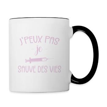 Ich kann keine Leben retten - Tasse zweifarbig - Weiß/Schwarz - Rechts
