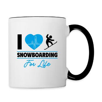 Ich liebe Snowboarden fürs Leben - Tasse zweifarbig - Weiß/Schwarz - Rechts