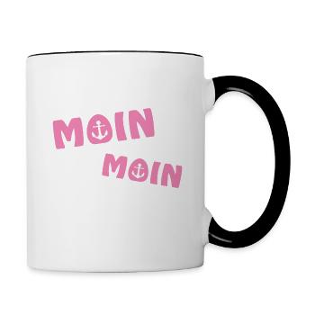 Moin Moin mit Anker - Tasse zweifarbig - Weiß/Schwarz - Rechts