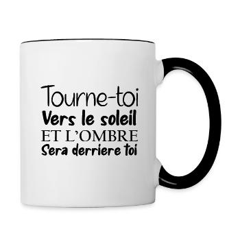 Positive quote funny gift motivational phrase - Contrasting Mug - white/black - Right