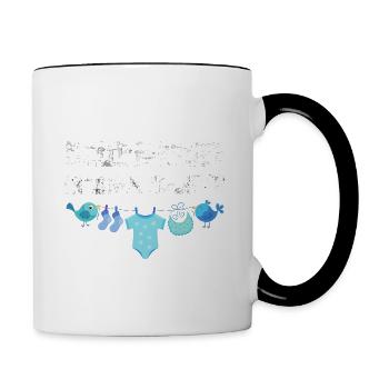 Echte Männer machen Männer | Babyparty Geschenk - Tasse zweifarbig - Weiß/Schwarz - Rechts