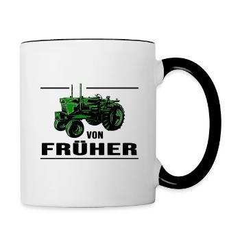 Traktor Schlepper Traktortreffen Traktor-Nostalgie - Tasse zweifarbig - Weiß/Schwarz - Rechts