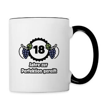 18th Birthday - 18 Years Matured to Perfection - Contrasting Mug - white/black - Right