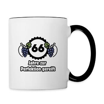 66th Birthday - 66 Years Matured to Perfection - Contrasting Mug - white/black - Right