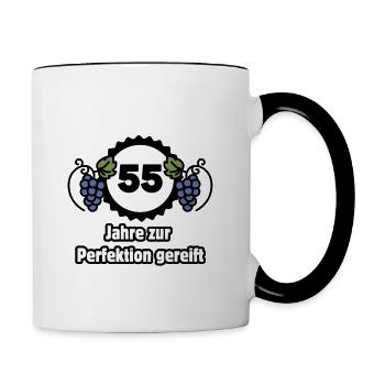 55th Birthday - 55 Years Matured to Perfection - Contrasting Mug - white/black - Right