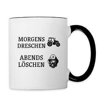Landwirt & Feuerwehr - Tasse zweifarbig - Weiß/Schwarz - Rechts